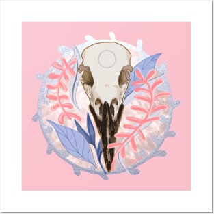 Bird Skull Wreath Posters and Art